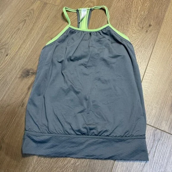 Ivivva Athletica by Lululemon Double Dutch Neon Tank Top Built-in Sports Bra 10 - Picture 1 of 5